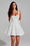 Sparkly A Line Square Neck Sequins Short Homecoming Dress with Back Giant Bow