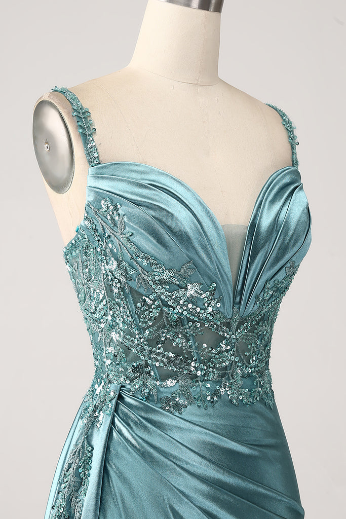 Vintage Blue Chiffon Appliques Prom Dress,Long A Line Party Evening Dress cc2835 main image 0