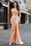 Mermaid Champagne Corset Prom Dress