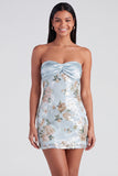 Light Pink Bodycon Strapless Mini Homecoming Dress with Sequins