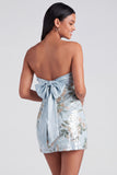 Light Pink Bodycon Strapless Mini Homecoming Dress with Sequins