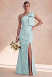 One Shoulder Floral Sage Mermaid Bridesmaid Dress