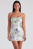 Light Pink Bodycon Strapless Mini Homecoming Dress with Sequins