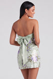 Light Pink Bodycon Strapless Mini Homecoming Dress with Sequins