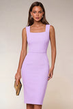 Navy Square Neck Bodycon Midi Work Dress