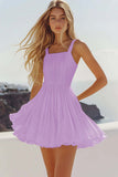 White A Line Short Pleated Short Graduation Dress