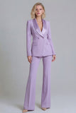2 Piece Fresh Emerald Shawl Lapel Double Breasted Women's Work Suits