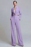 Burgundy Peak Lapel One Button 2-piece Women's Work Suits