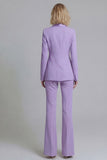 2 Piece Fresh Emerald Shawl Lapel Double Breasted Women's Work Suits