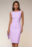 Ivory Bodycon Bateau Neck Midi Work Dress with Sleeveless
