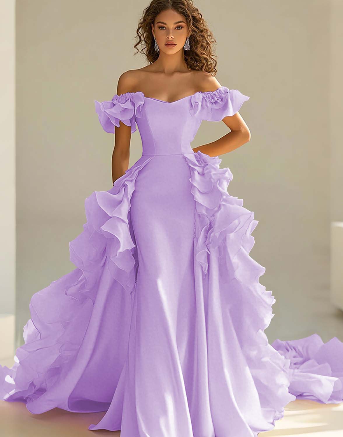 mermaid ruffle dress Stunning Tulle Lace Wedding Dresses With Ruffles, Bridal Gown, MW783 Size 30 Zapaka Women Yellow Prom Dress