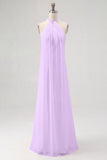 White Sheath Halter Chiffon Long Boho Beach Dress