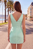 Black Bodycon V-Neck Ruched Mini Homecoming Dress with Beading