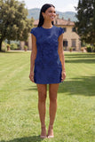 Yellow Round Neck Bodycon Homecoming Dress with 3D Flowers