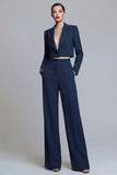 Burgundy Peak Lapel One Button 2-piece Women's Work Suits
