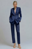 Fresh Emerald Notched Lapel 2-piece One Button Women's Work Suits