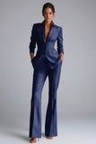 Kahki Single Breasted Nothed Lapel Women's Work Suits