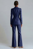 Kahki Single Breasted Nothed Lapel Women's Work Suits