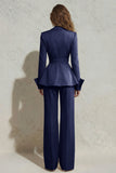 2 Piece Ivory Peak Lapel Slim Fit Women's Work Suits