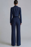 Burgundy Peak Lapel One Button 2-piece Women's Work Suits