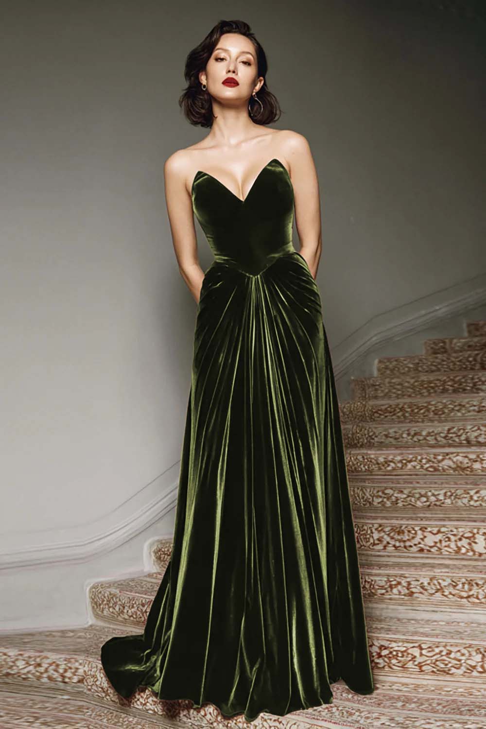 velour formal dress Plum Velvet One Shoulder With Shoulder Bow Dress