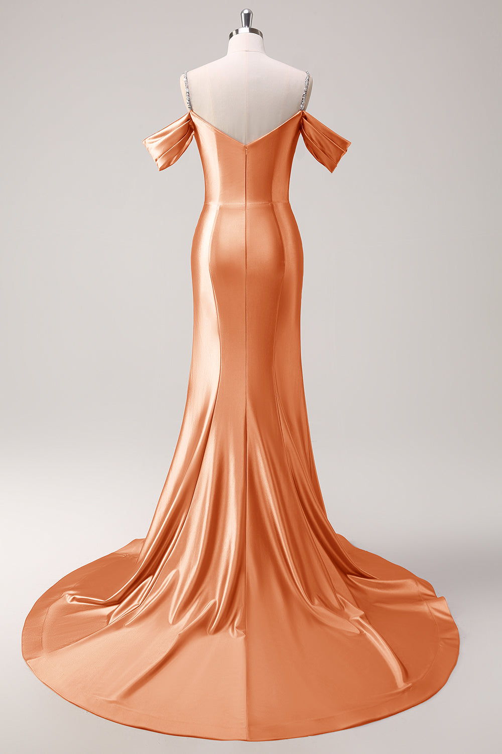 ZAPAKA Women Glitter Blush Long Prom Dress with Beading Mermaid Cold Shoulder Ruched Evening Party Dress, Orange / US8 ZAPAKA Women Glitter Blush Long Prom Dress with Beading Mermaid Cold Shoulder Ruched Evening Party Dress, Orange / US8