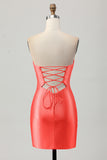 Beaded Strapless Burgundy Cut Out Homecoming Dress