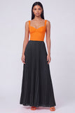 Orange and Fuchsia A-Line Pleated Maxi Dress