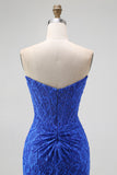 Royal Blue Strapless Corset Mermaid Lace Prom Dress