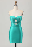 Beaded Strapless Burgundy Cut Out Homecoming Dress