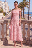 Off the Shoulder Yellow Mermaid Floral Embroidery Midi Dress with Beading
