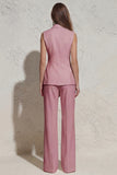 White Notched Lapel Ruched Slim Fit Long Women Suit