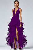 Black V Neck Long Formal Dress With Slit