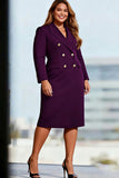 Black Bodycon Peak Lapel Double Breasted Midi Plus Size Work Dress