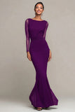 Black Mermaid Boat Neck Maxi Formal Dress