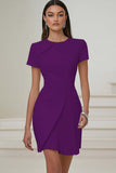 Ivory Pleated Work Dress with Short Sleeves
