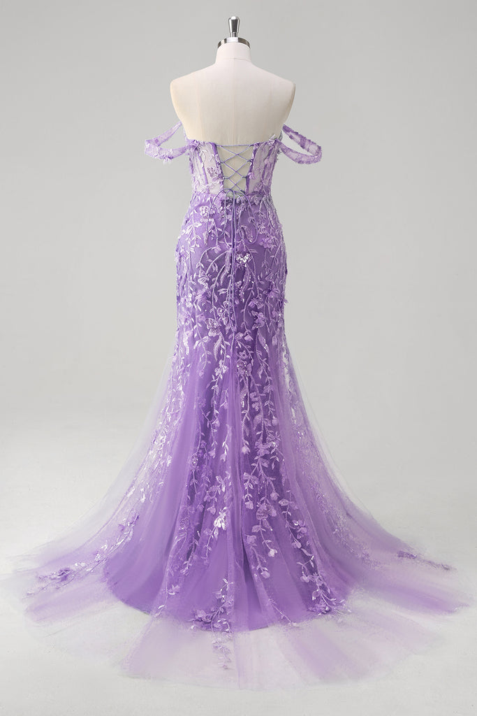 Charming Off-The-Shoulder Floral Mermaid Prom Dresses