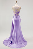 Corset Champagne Mermaid Beaded Long Prom Dress