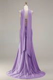 Champagne Two Piece Strapless Mermaid Beaded Convertible Long Prom Dress with a Neck Scarf