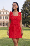 Pink Bodycon Thick Straps Homecoming Dress with 3D Flowers