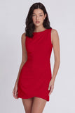 Ivory Bodycon Round Neck Ruched Mini Dress