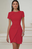 Ivory Pleated Work Dress with Short Sleeves