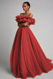 Dusty Sage Ruffled Strapless A Line Formal Dress