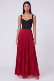 Orange and Fuchsia A-Line Pleated Maxi Dress