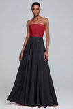 Pink Strapless A Line Ruched Long Formal Dress