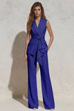 White Notched Lapel Ruched Slim Fit Long Women Suit