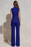 White Notched Lapel Ruched Slim Fit Long Women Suit
