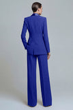 Dark Green Shawl Lapel 2 Piece Women's Work Suits with Pockets