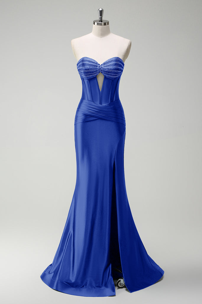 Dark Green Mermaid Evening Dress with Slit main image 1