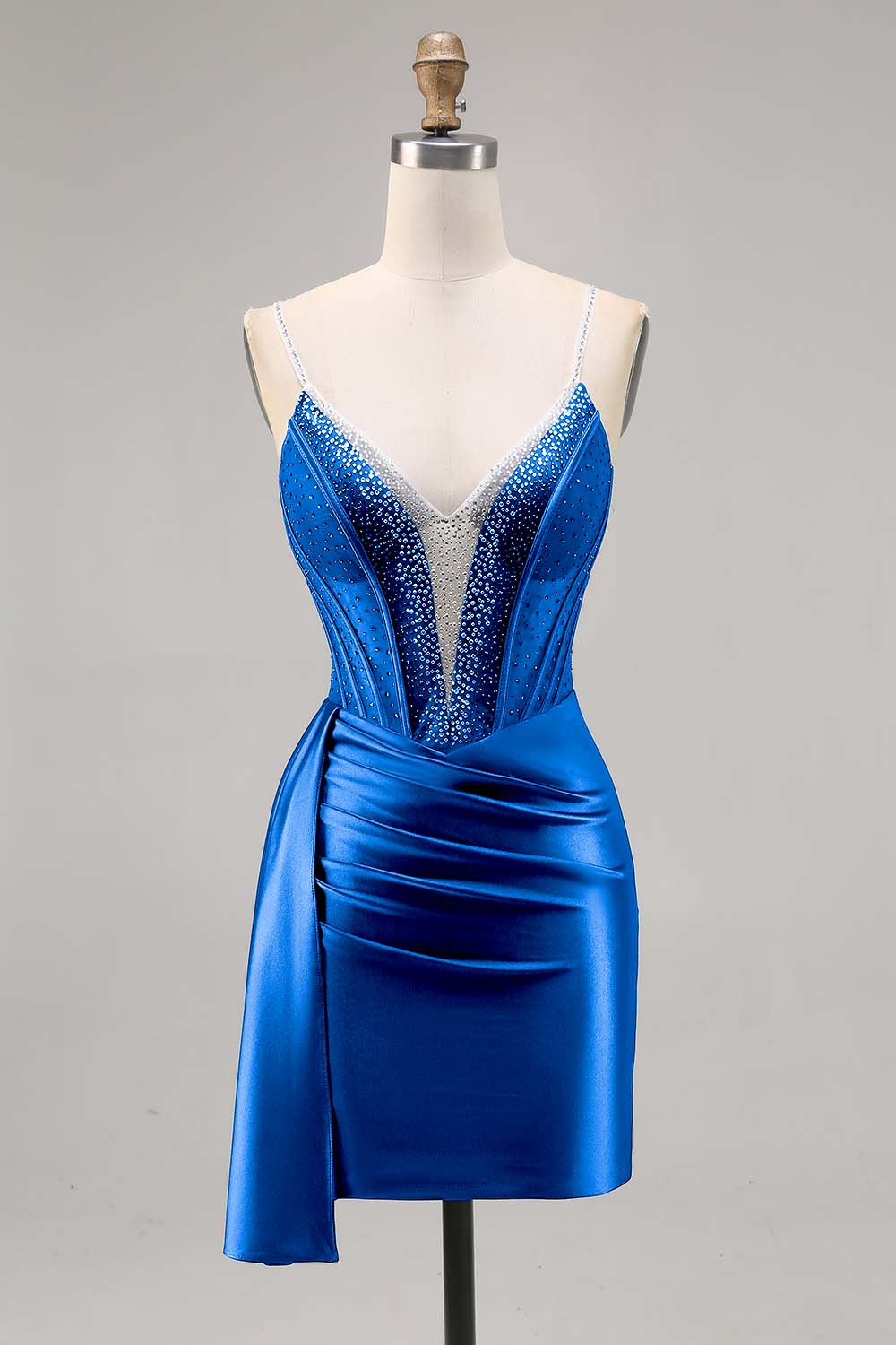 ZAPAKA Women Navy Homecoming Dress with Sash Satin Beaded Corset Cocktail Dress, Navy / US8 ZAPAKA Women Navy Homecoming Dress with Sash Satin Beaded Corset Cocktail Dress, Navy / US8